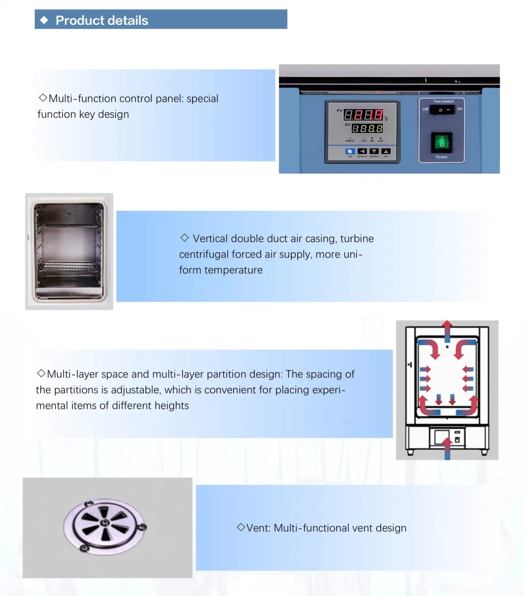 Aucma China Factory Table Top CE Marked Medical Laboratory Hot Air Convection Forced Air Drying Oven (AGZ-65)